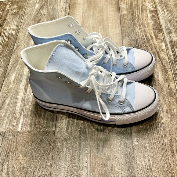 Women’s Light Blue High-Top Converse Sneakers Size 8.5 - Picture 3 of 16